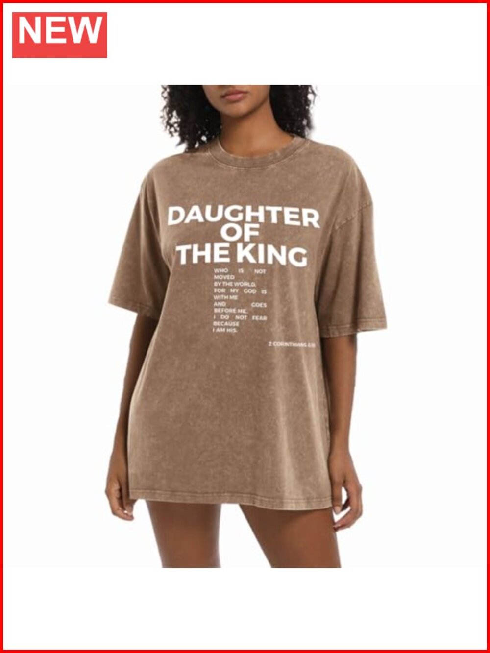 Christian Oversized T-Shirt Daughter of The King Bible Verse Graphic Tee Acid